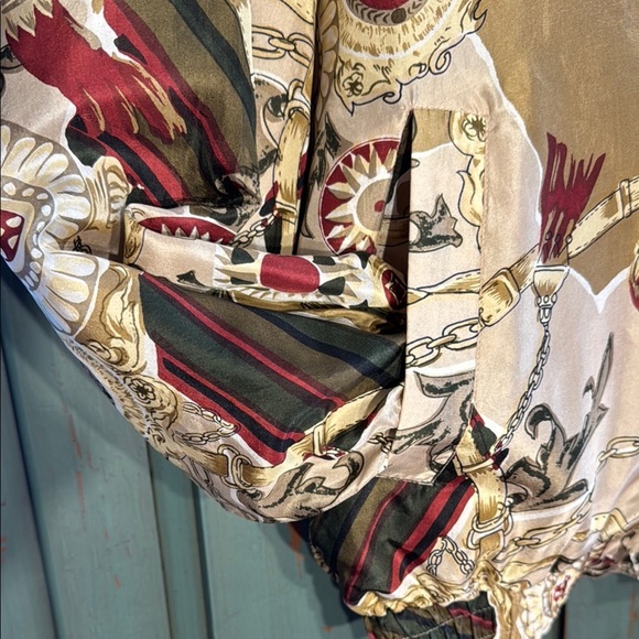 FU DA International Silk Cream and Brown Floral Bomber Jacket Abstract Print - Picture 8 of 14